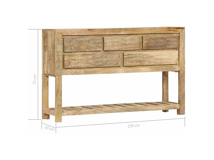 Buffet 5 tiroirs manguier massif clair Walker