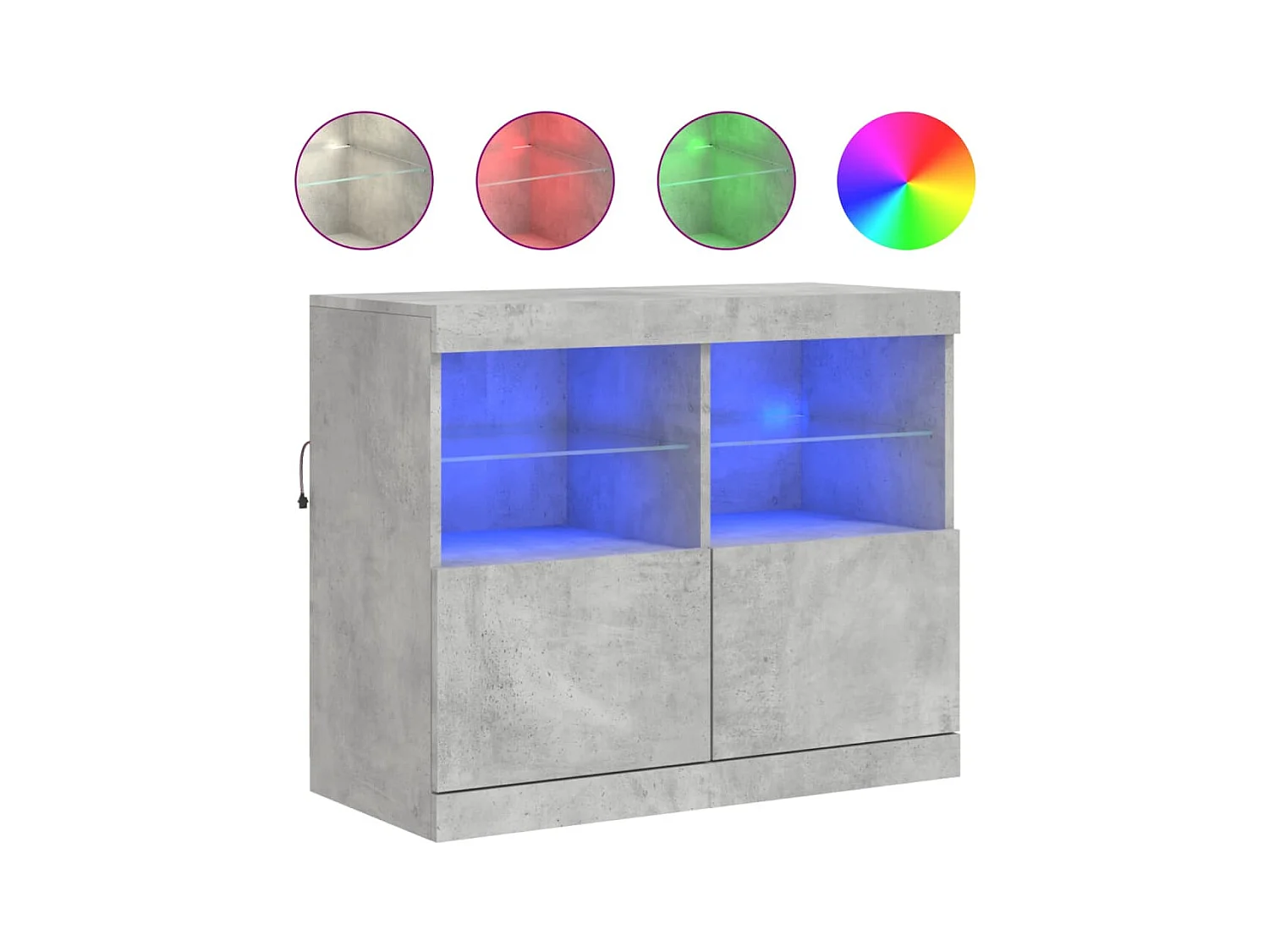 Buffet avec lumières LED gris béton 81x37x67
