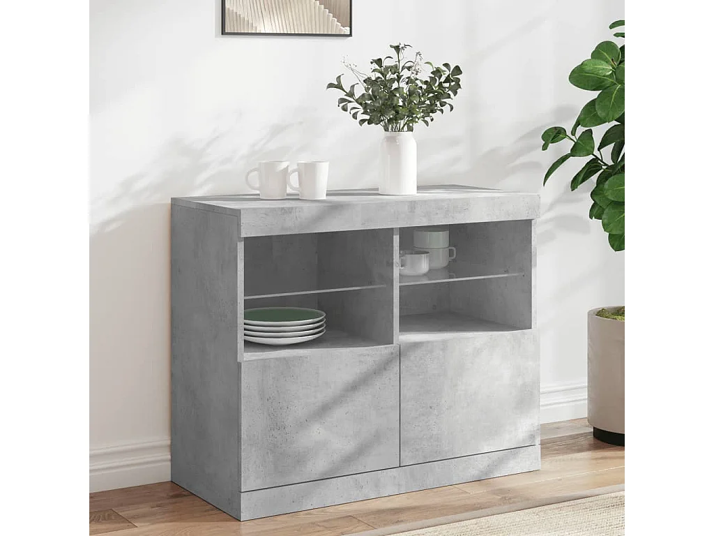Buffet avec lumières LED gris béton 81x37x67