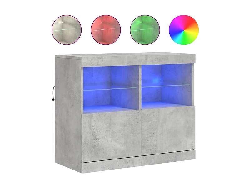 Buffet avec lumières LED gris béton 81x37x67