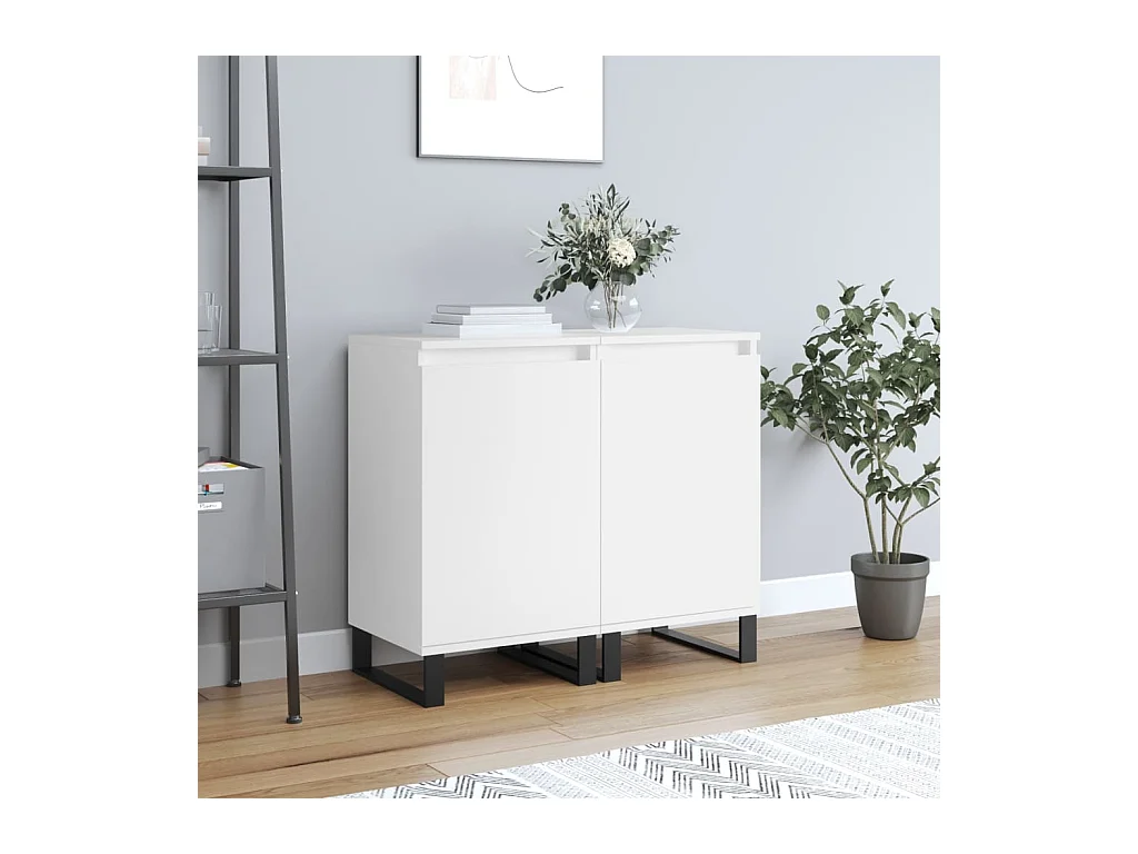 Buffets 2 pcs blanc 40x35x70 bois d’ingénierie