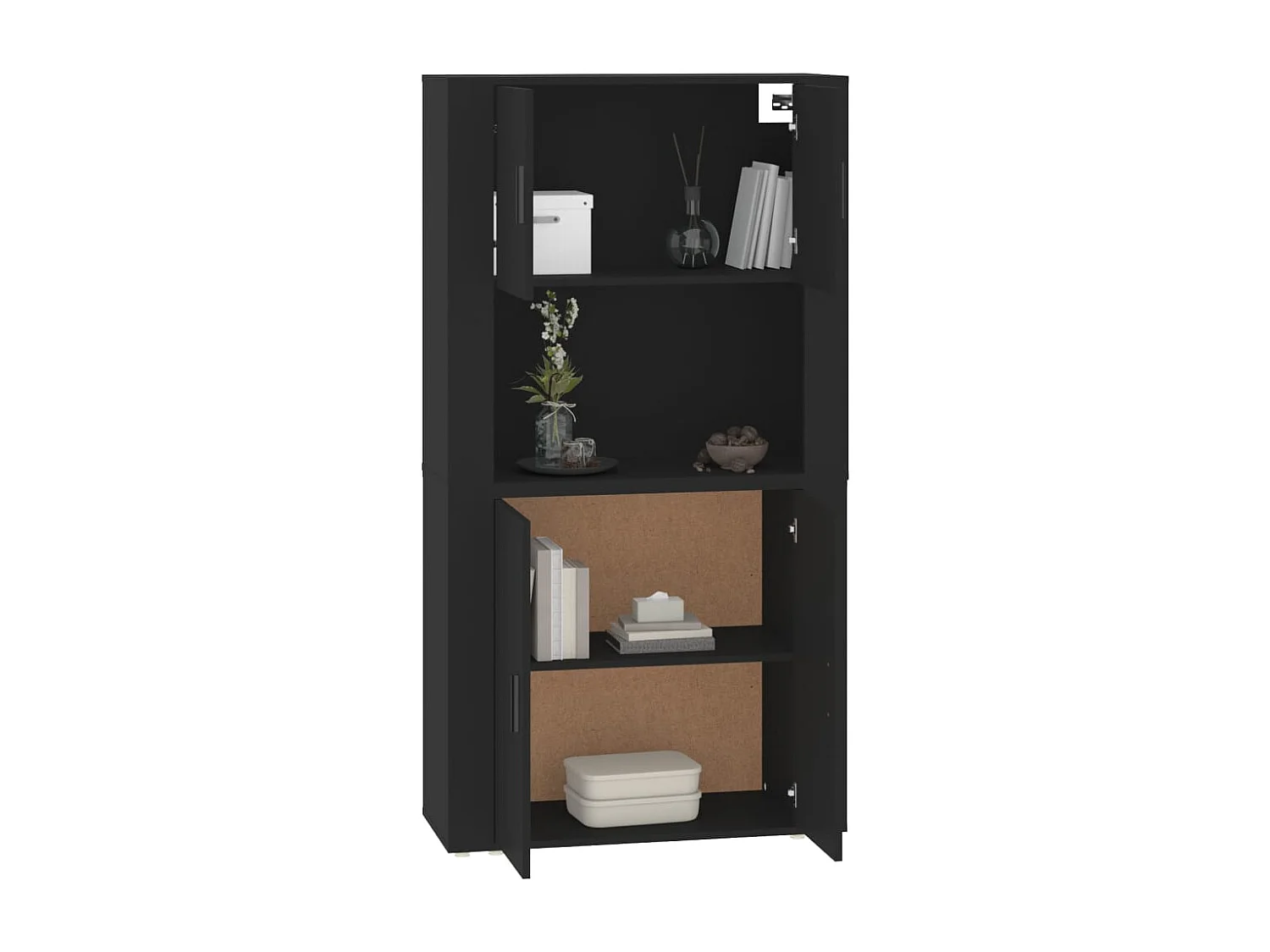 Buffet haut Noir Bois d'ingénierie