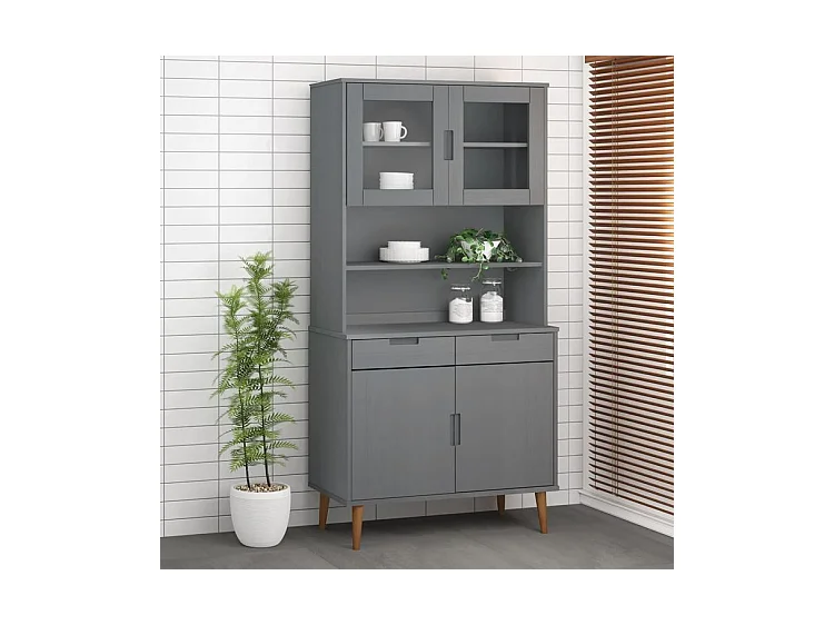 Dessus de buffet MOLDE Gris 90x35x100 Bois massif de pin
