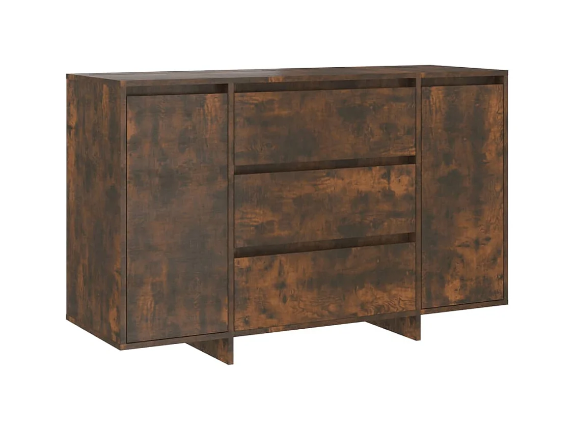 Petit buffet 2 portes 3 tiroirs 120cm – Modèle Camko-Couleur Marron fumé