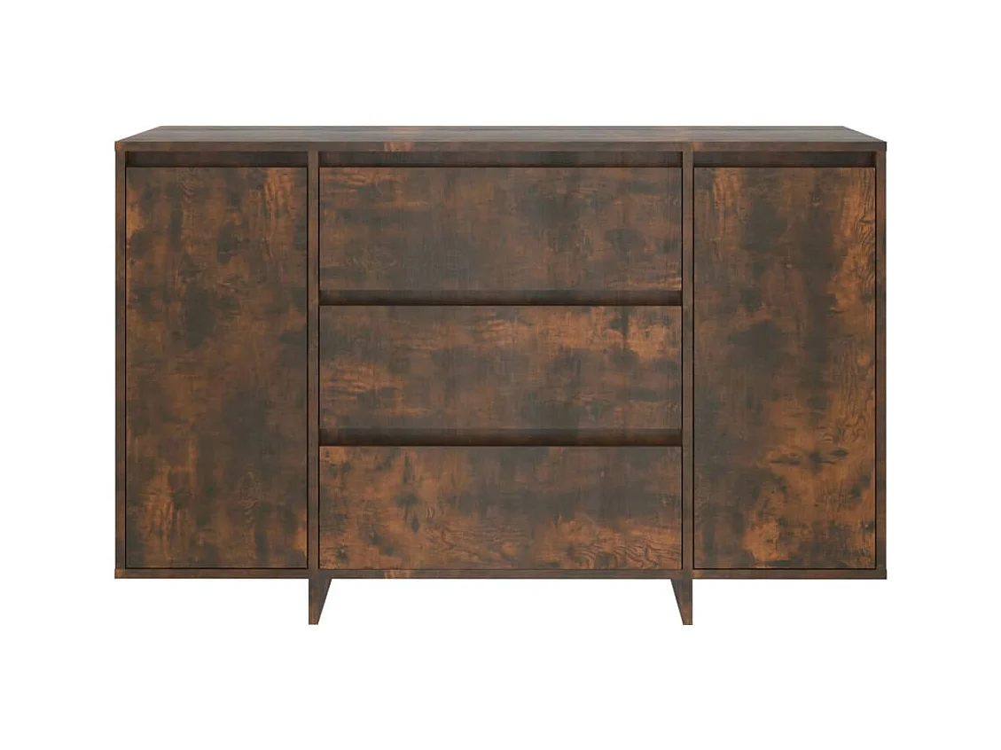 Petit buffet 2 portes 3 tiroirs 120cm – Modèle Camko-Couleur Marron fumé