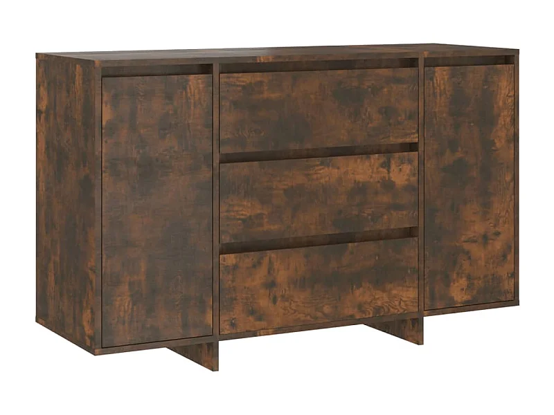 Petit buffet 2 portes 3 tiroirs 120cm – Modèle Camko-Couleur Marron fumé