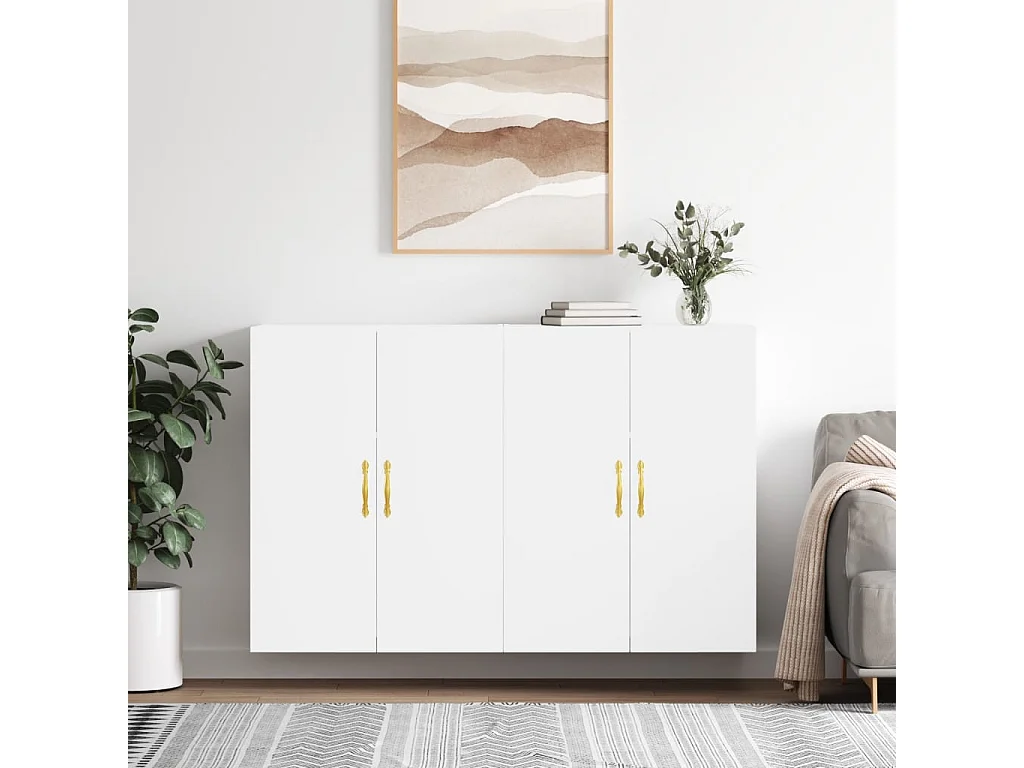 Armoires murales 2 pcs blanc 69,5x34x90