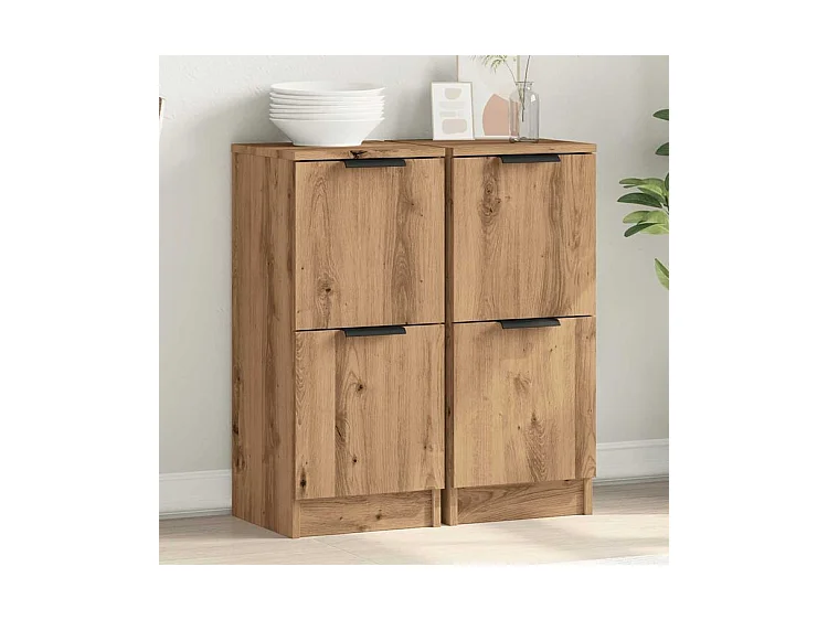 Buffets 2 pcs chêne artisanal 30x30x70 bois d'ingénierie