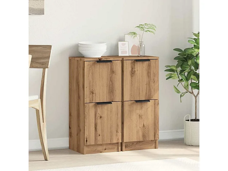 Buffets 2 pcs chêne artisanal 30x30x70 bois d'ingénierie