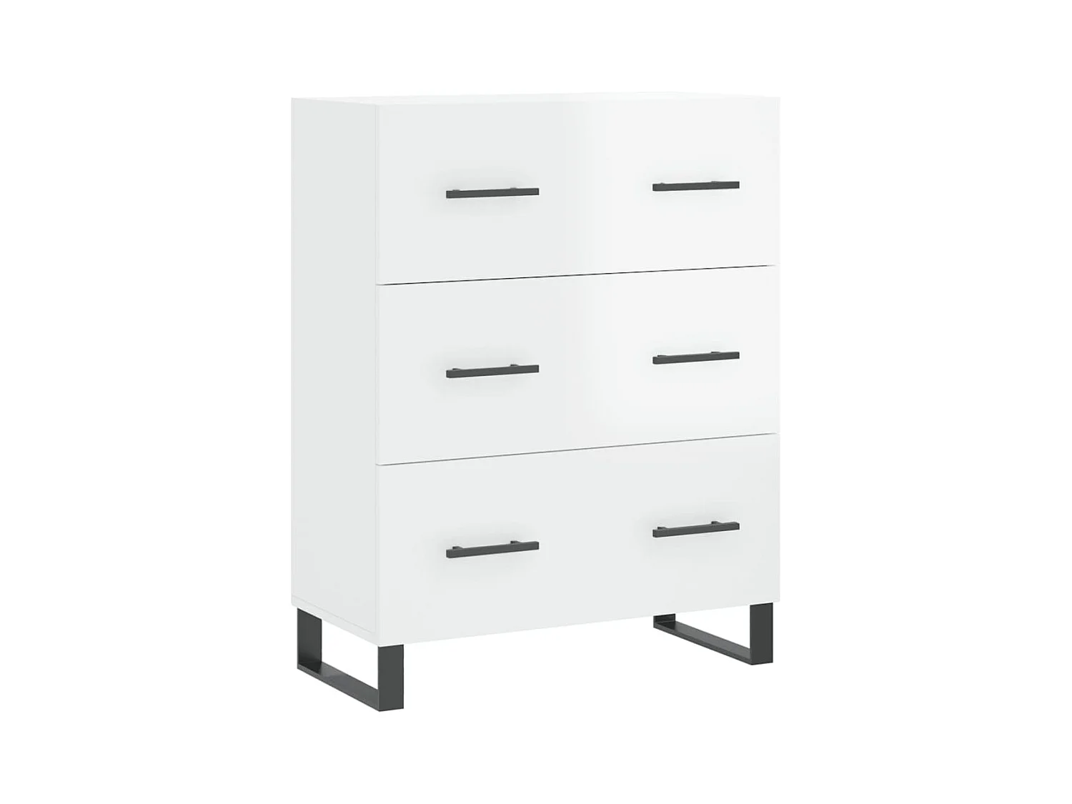 Buffet Blanc brillant 69,5x34x90 Bois d'ingénierie