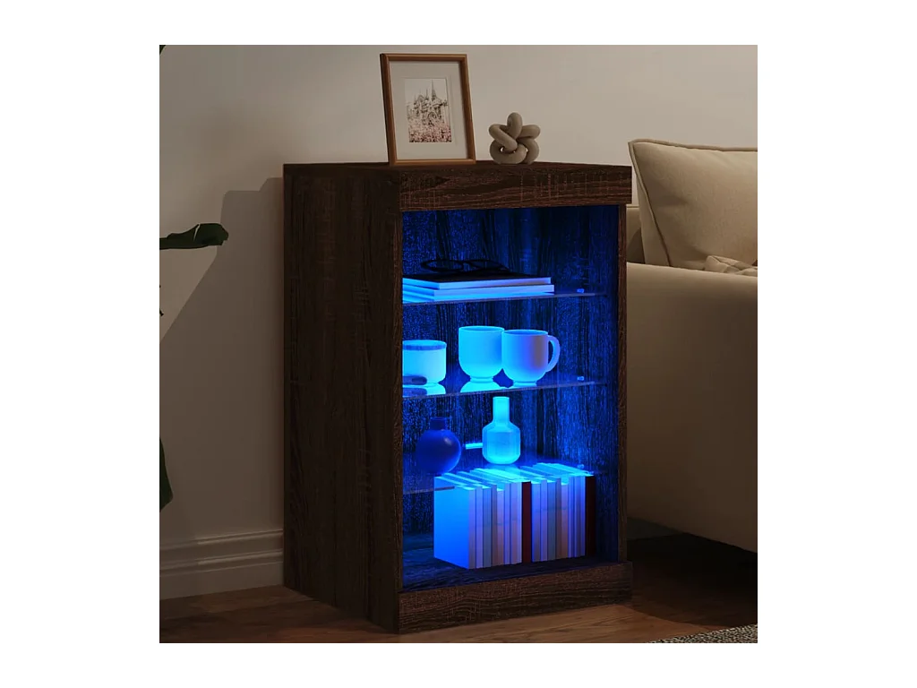 Buffet avec lumières LED chêne marron 41x37x67