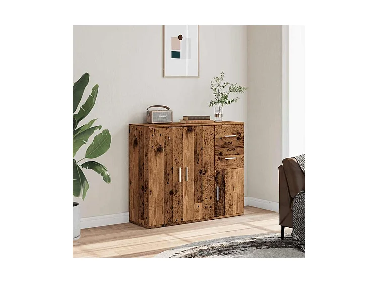 Buffet vieux bois 91x29,5x75 bois d'ingénierie