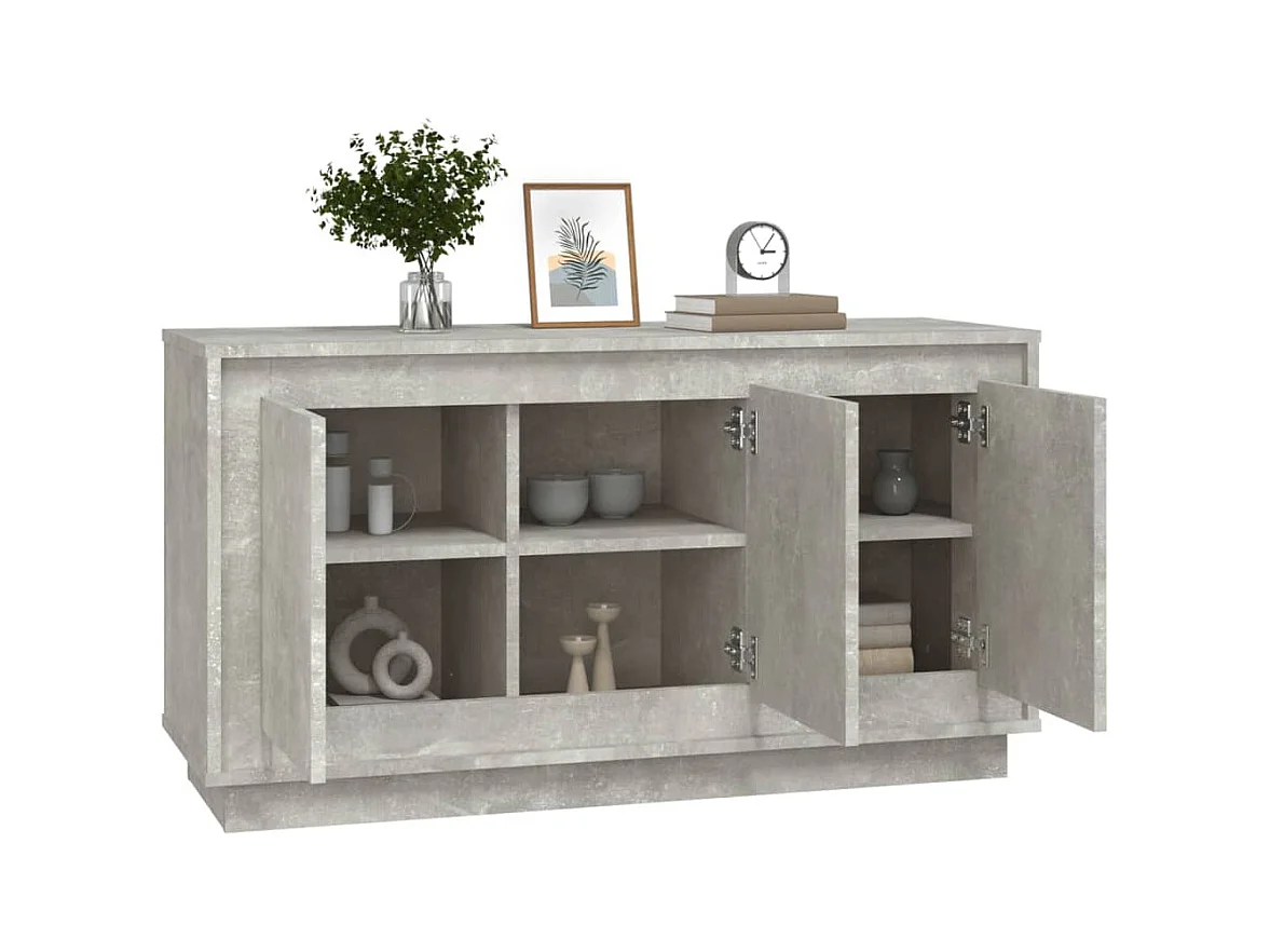 Buffet gris béton 102x35x55 bois d'ingénierie