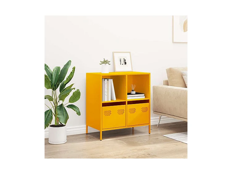 Buffet jaune moutarde 68x39x73,5 acier laminé à froid