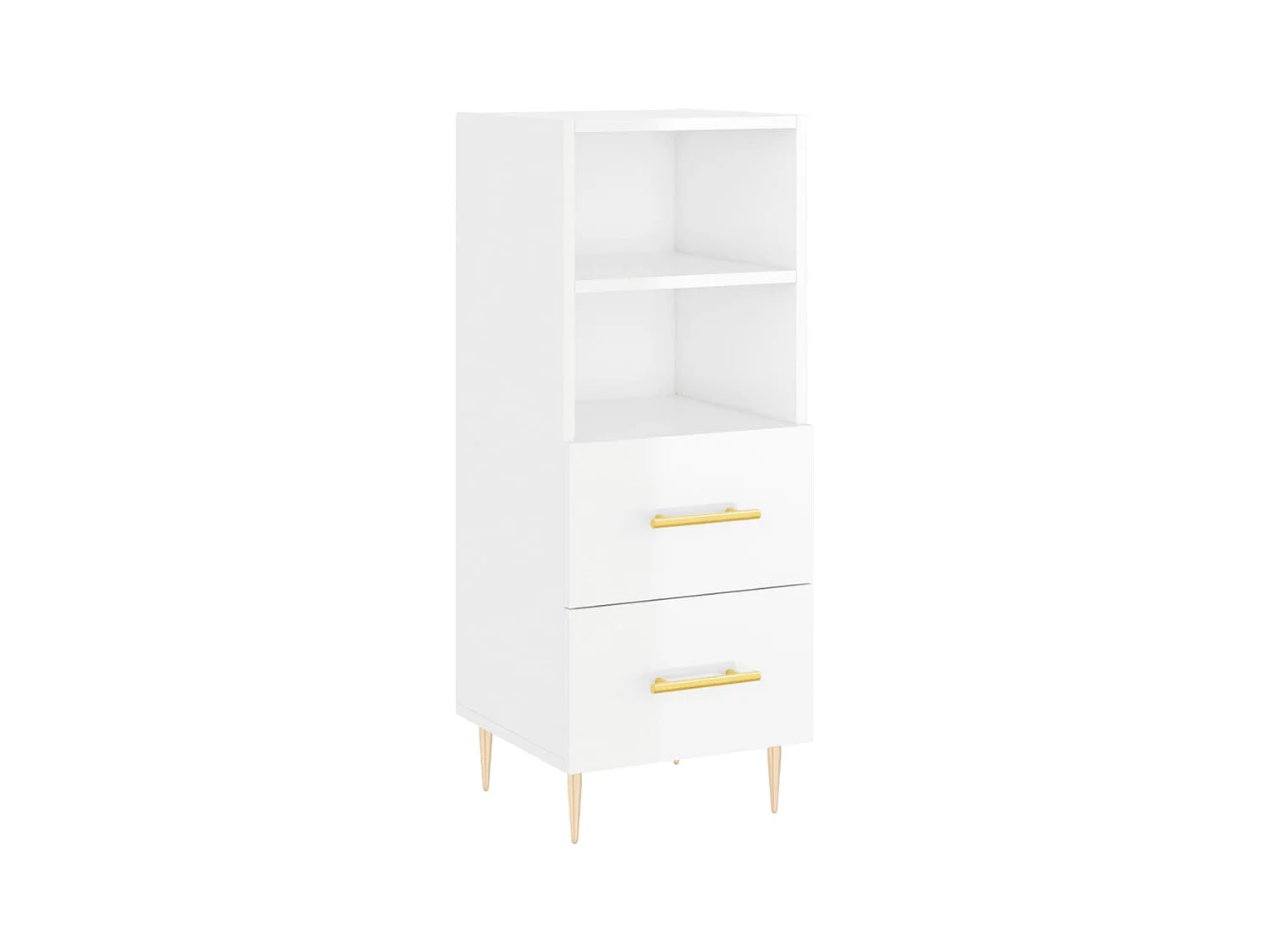 Buffet Blanc brillant 34,5x34x90 Bois d'ingénierie