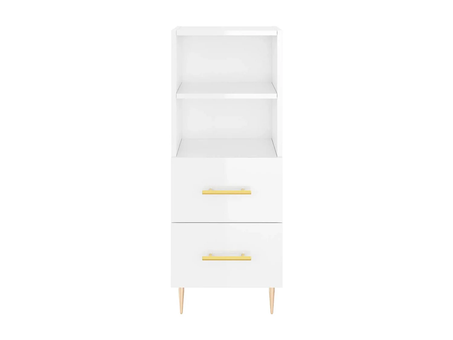 Buffet Blanc brillant 34,5x34x90 Bois d'ingénierie
