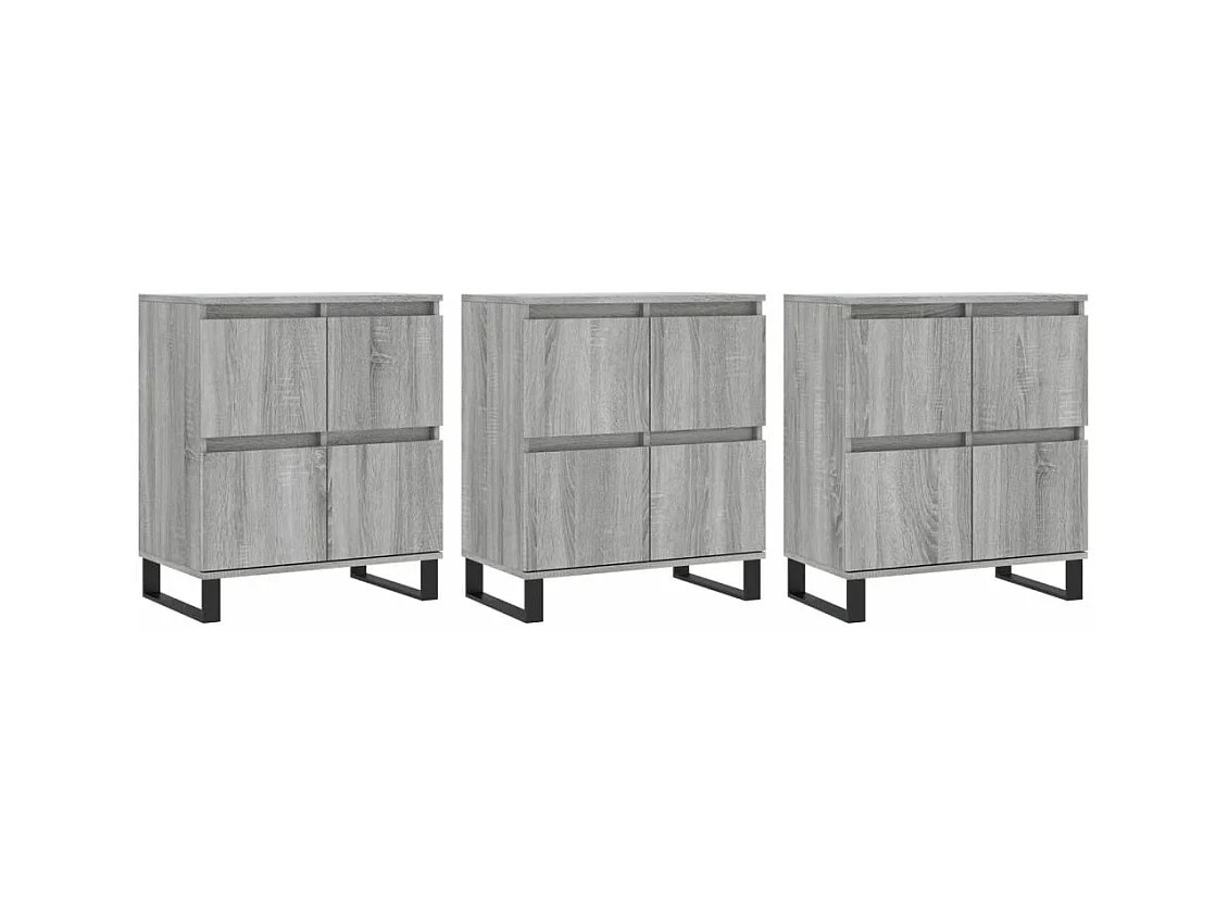 Buffets 3 pcs Sonoma gris Bois d'ingénierie