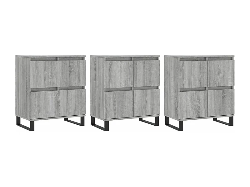 Buffets 3 pcs Sonoma gris Bois d'ingénierie