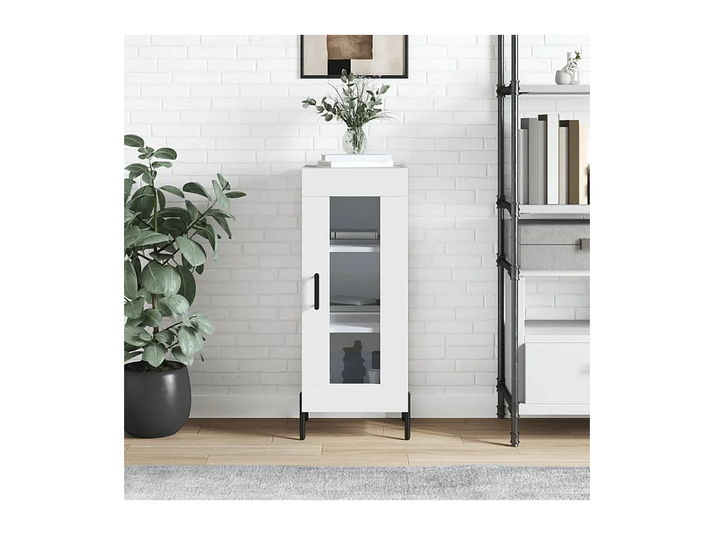 Buffet Blanc brillant 34,5x34x90 Bois d'ingénierie