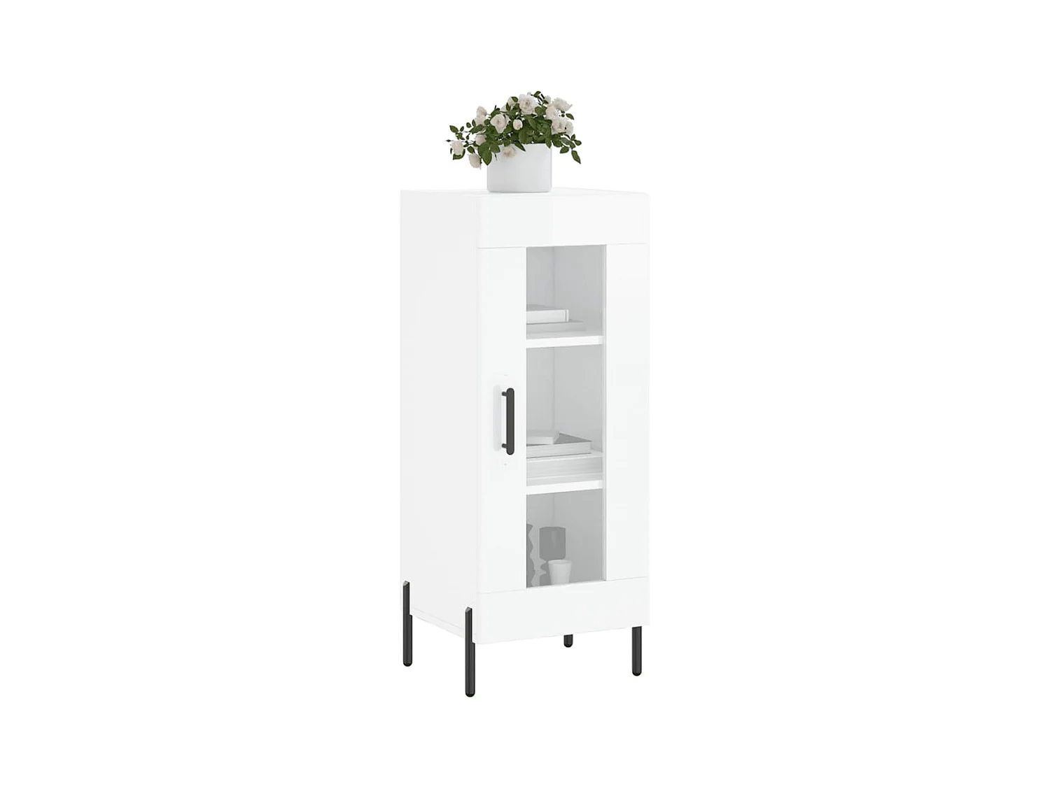 Buffet Blanc brillant 34,5x34x90 Bois d'ingénierie