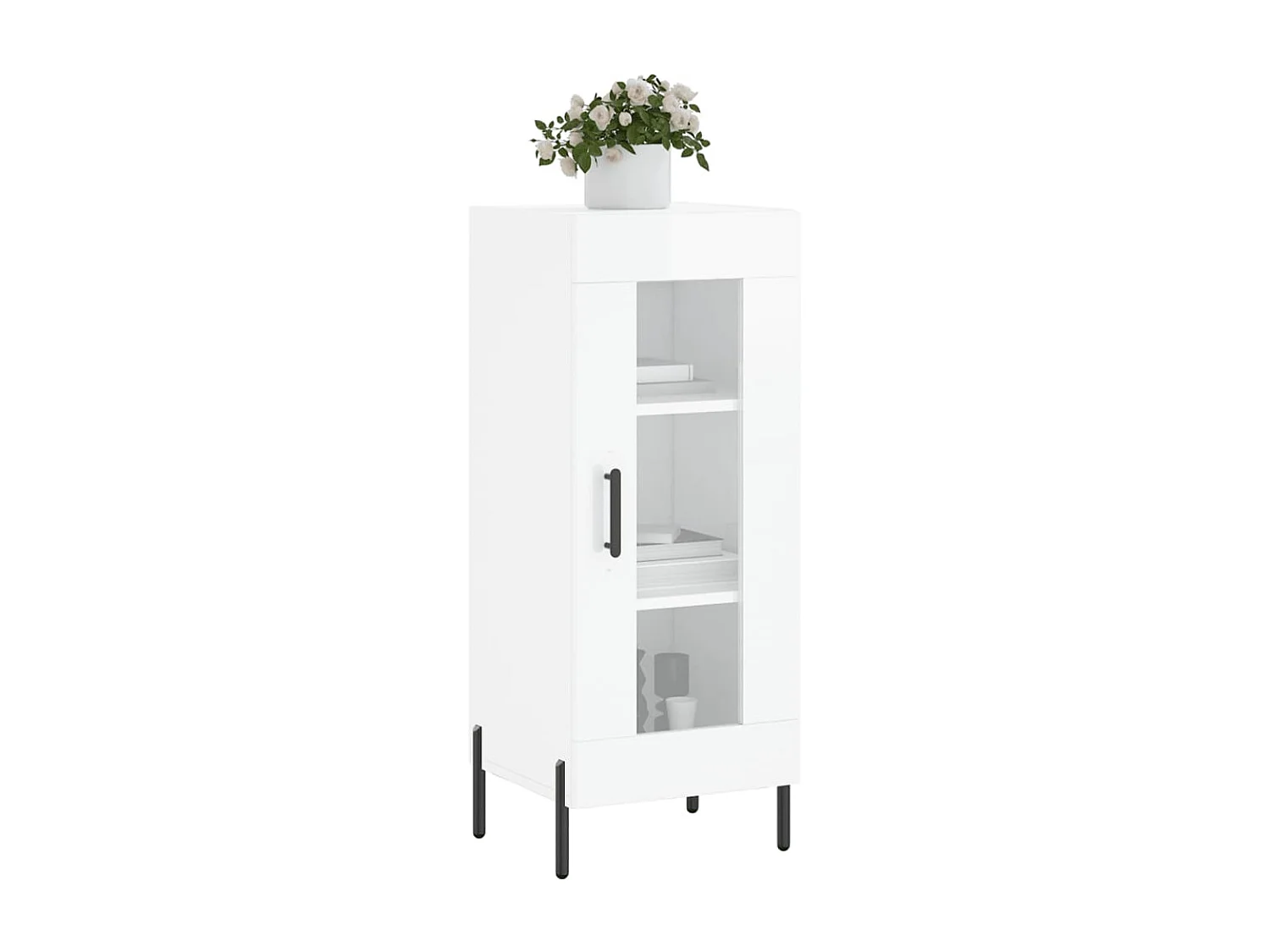 Buffet Blanc brillant 34,5x34x90 Bois d'ingénierie