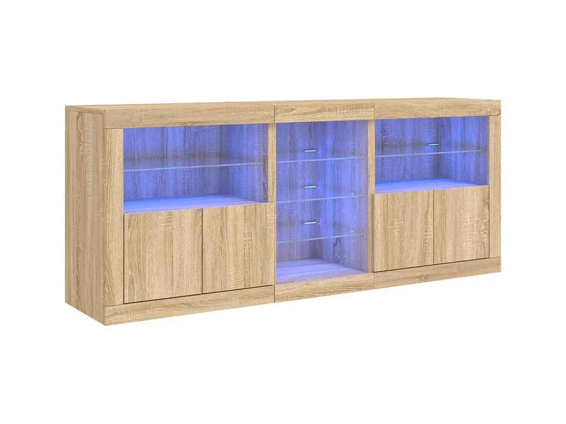 Buffet avec lumières LED chêne sonoma 162x37x67