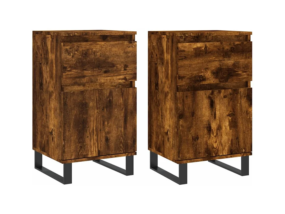 Buffets 2 pcs chêne fumé 40x35x70 bois d'ingénierie