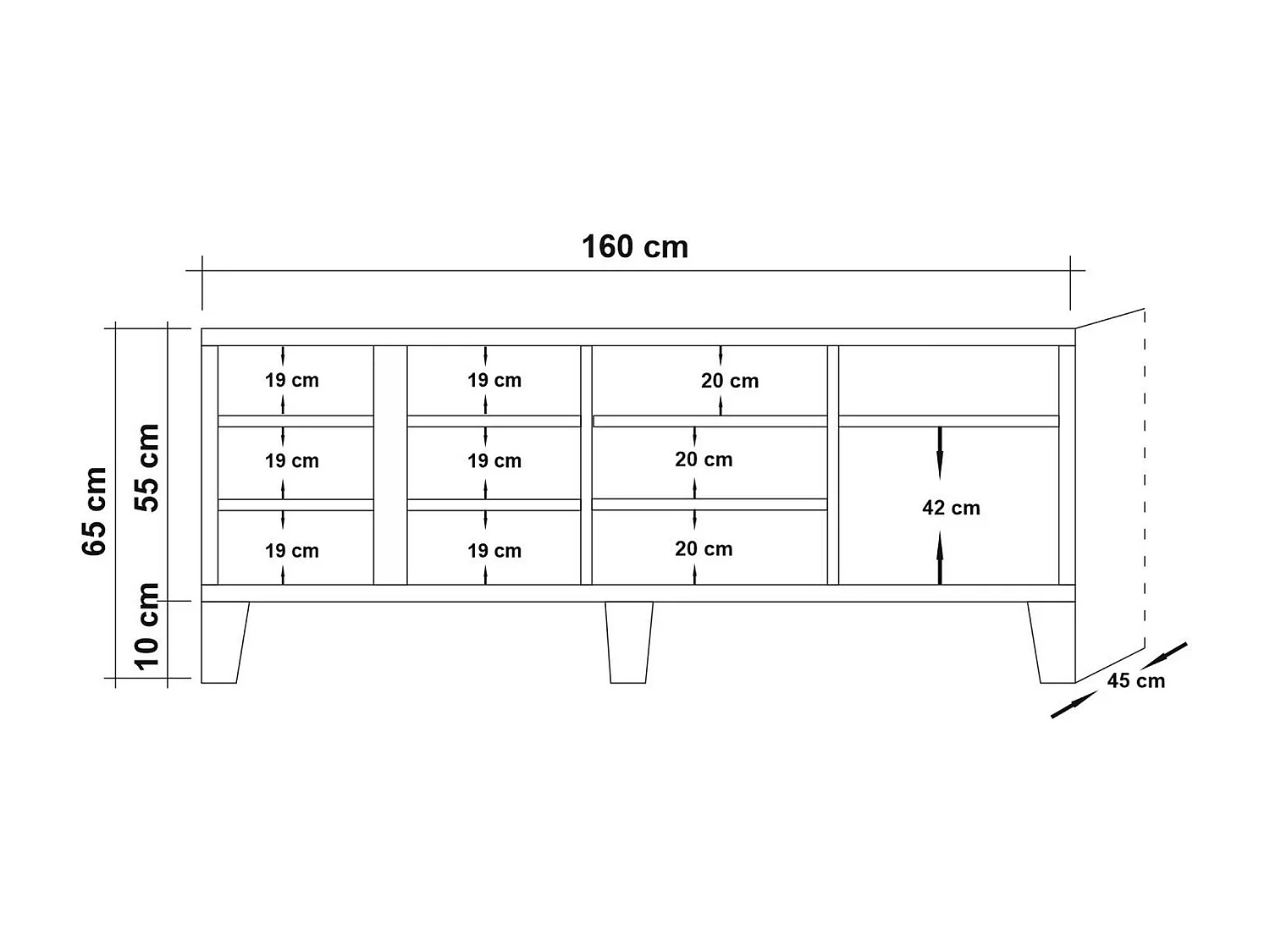 Buffet patchwork bois marron clair avec motifs colorés Mastra 160cm