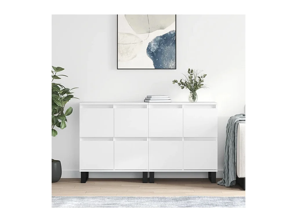 Buffets 2 pcs blanc bois d'ingénierie