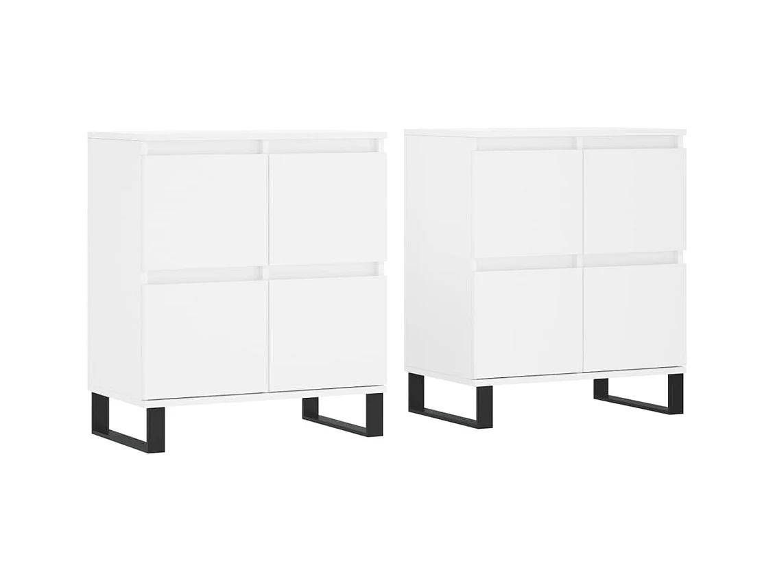 Buffets 2 pcs blanc bois d'ingénierie