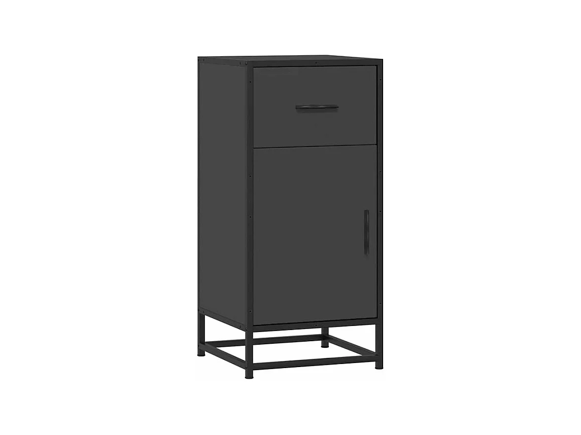 Buffet noir 35,5x35x76 bois d'ingénierie et métal