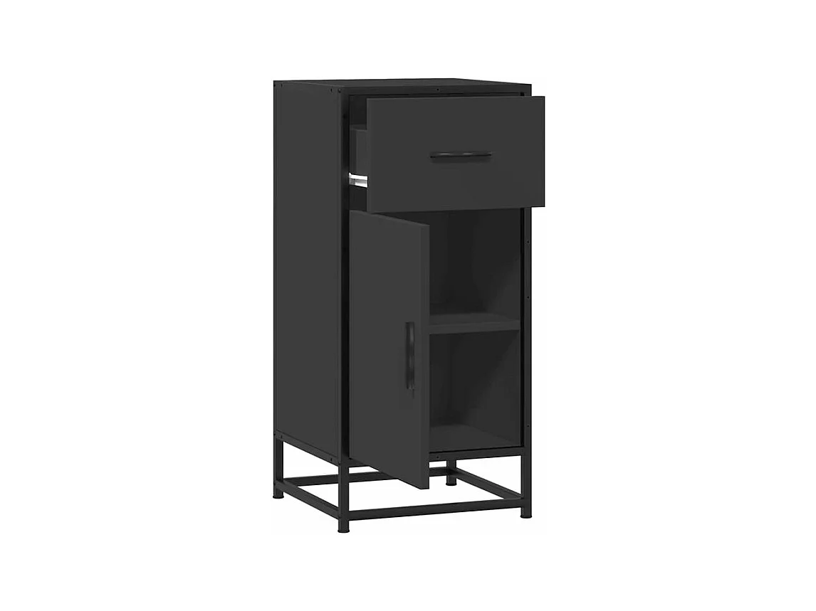 Buffet noir 35,5x35x76 bois d'ingénierie et métal