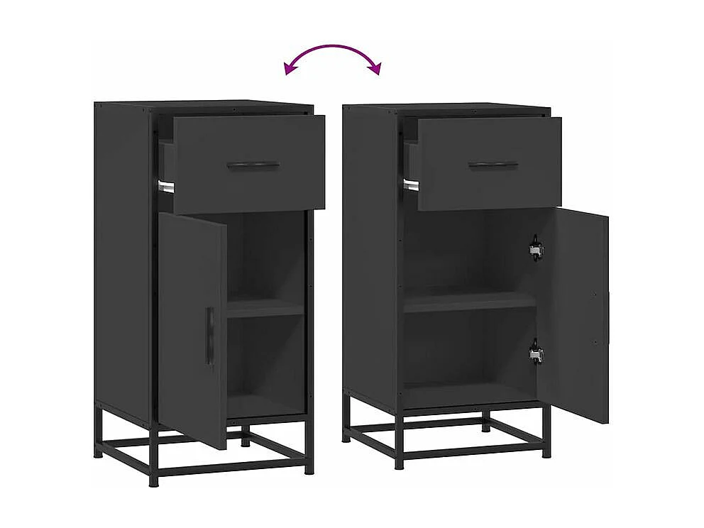 Buffet noir 35,5x35x76 bois d'ingénierie et métal