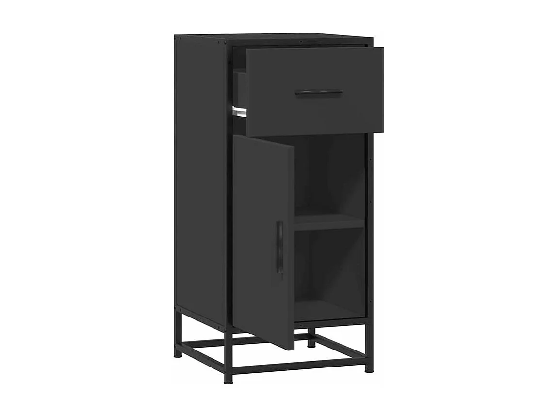 Buffet noir 35,5x35x76 bois d'ingénierie et métal