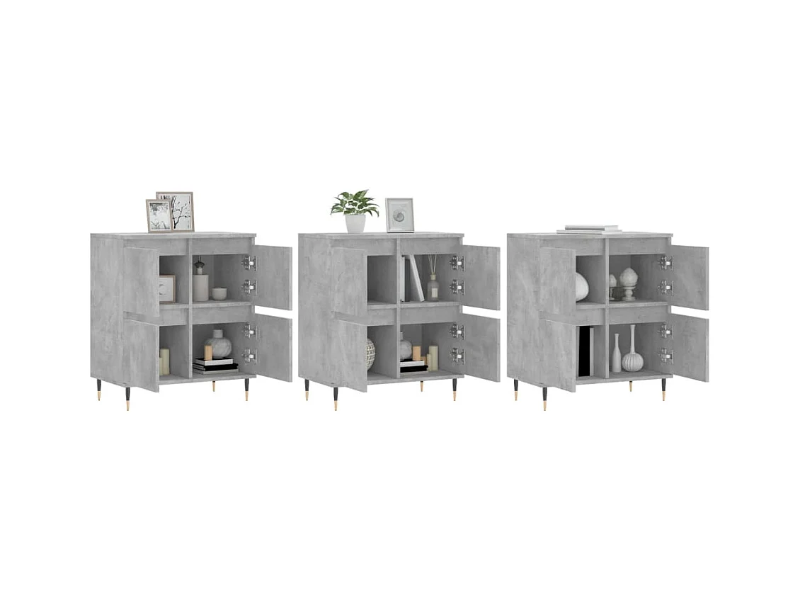 Buffets 3 pcs gris béton bois d'ingénierie