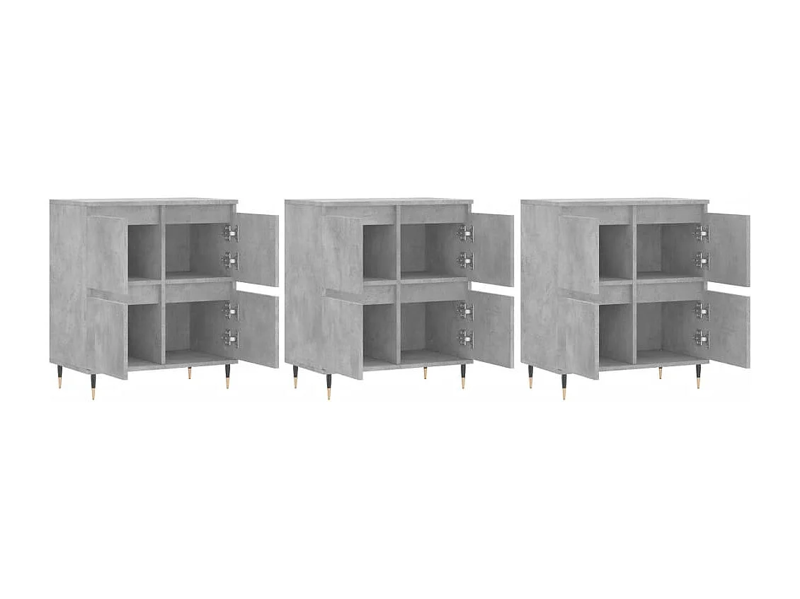 Buffets 3 pcs gris béton bois d'ingénierie