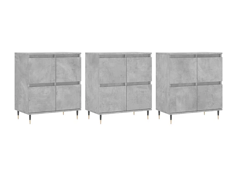 Buffets 3 pcs gris béton bois d'ingénierie