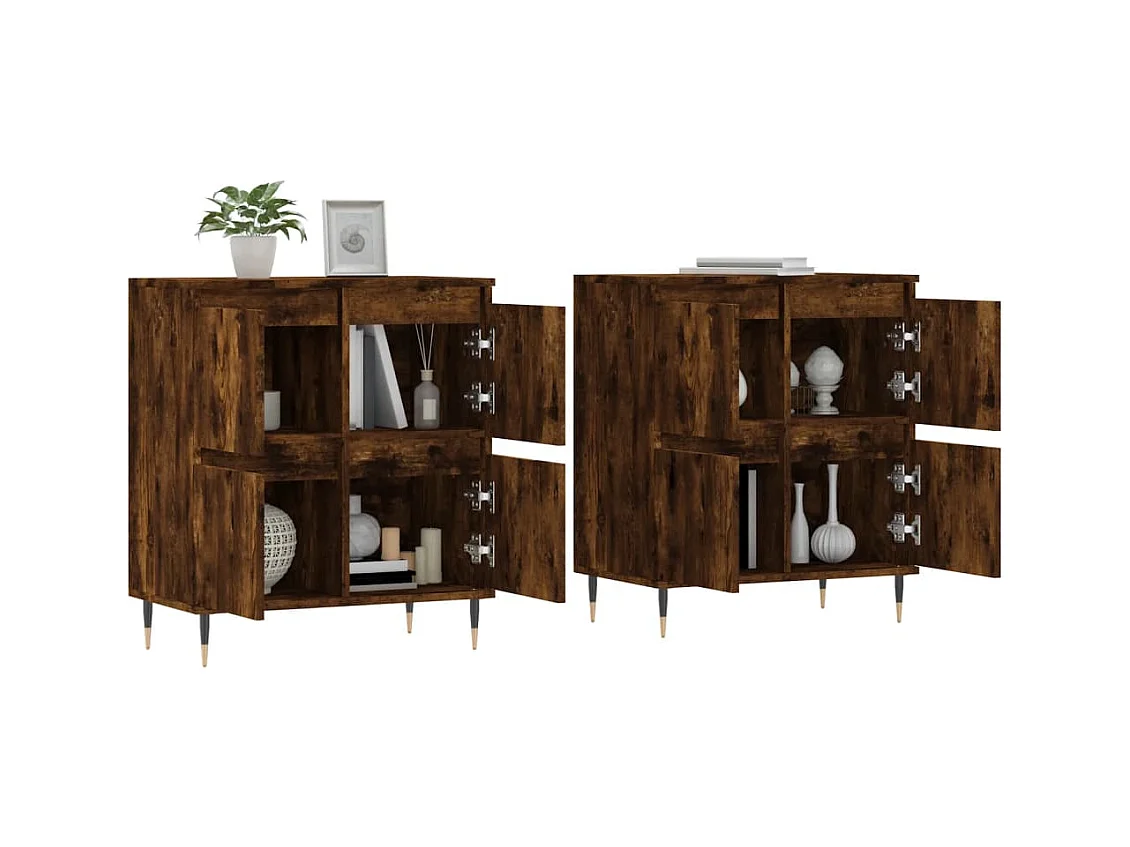 Buffets 2 pcs chêne fumé bois d'ingénierie