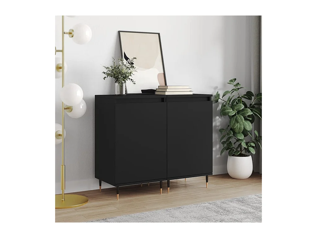 Buffets 2 pcs noir 40x35x70 bois d’ingénierie