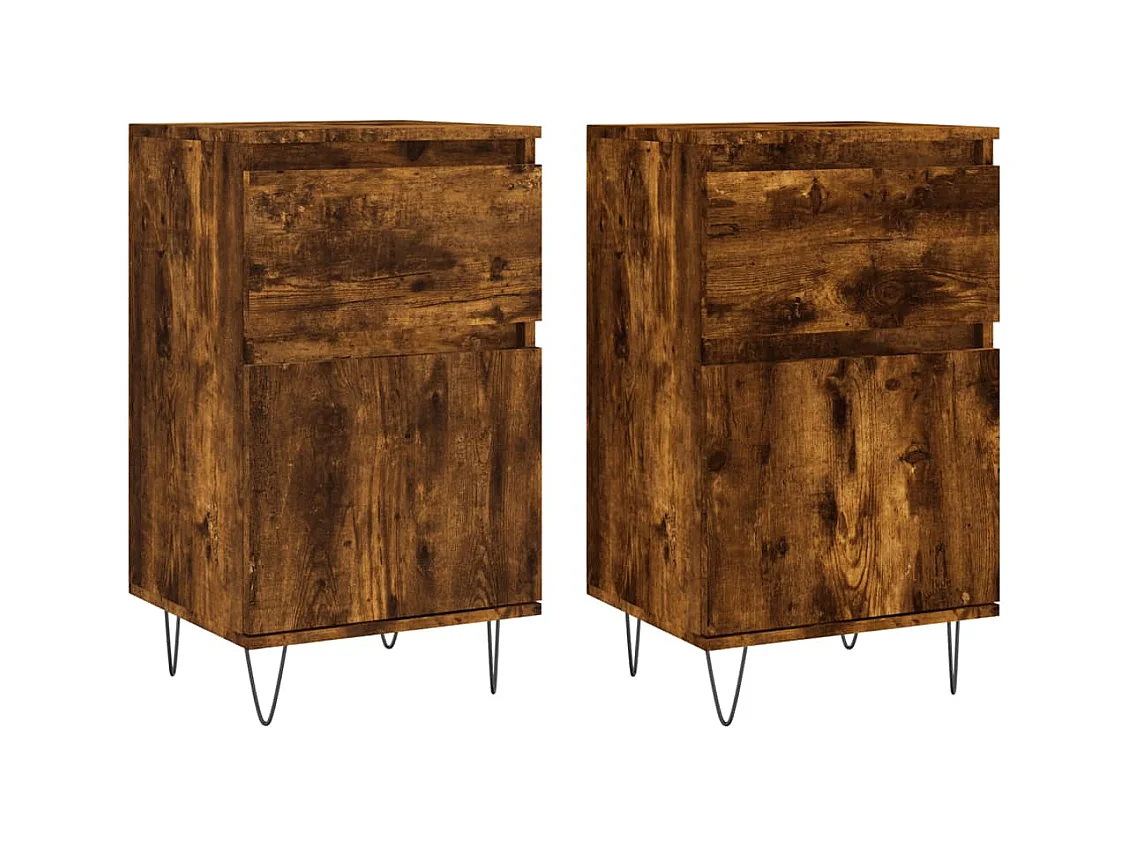 Buffets 2 pcs chêne fumé 40x35x70 bois d'ingénierie