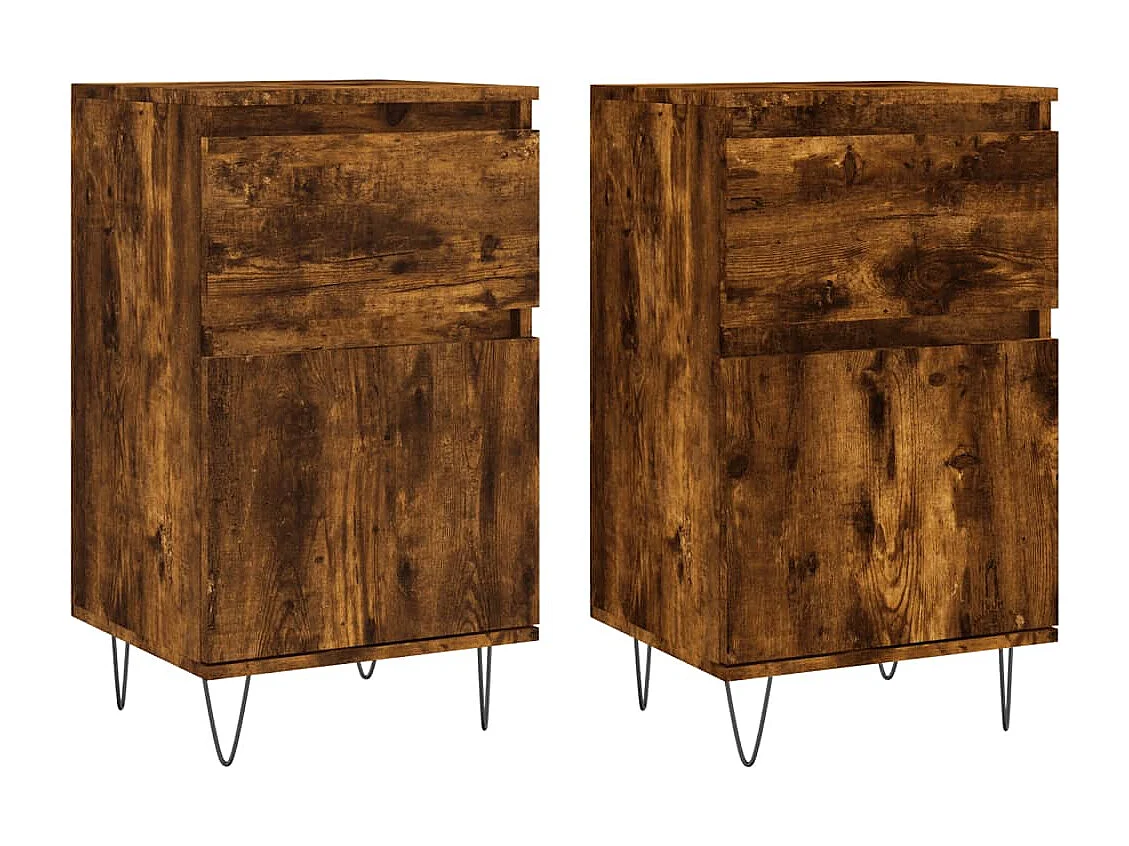 Buffets 2 pcs chêne fumé 40x35x70 bois d'ingénierie