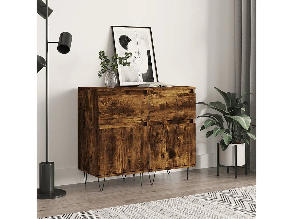 Buffets 2 pcs chêne fumé 40x35x70 bois d'ingénierie
