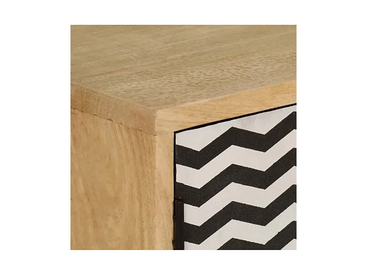 Buffet 3 portes manguier massif et métal doré Pictou