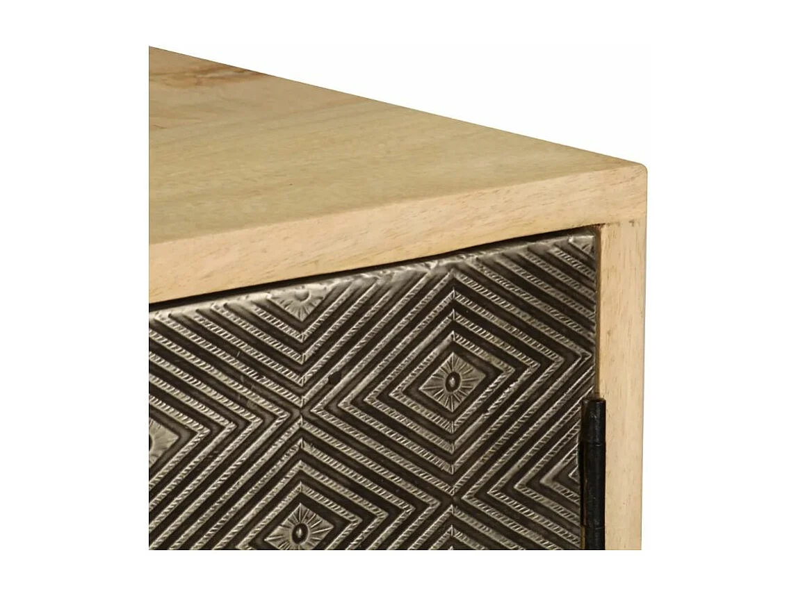 Buffet 3 portes manguier massif et métal doré Pictou