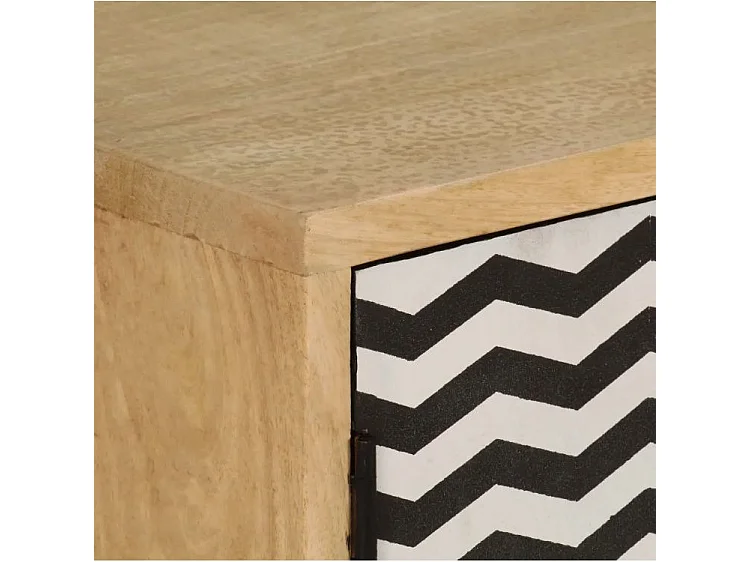 Buffet 3 portes manguier massif et métal doré Pictou