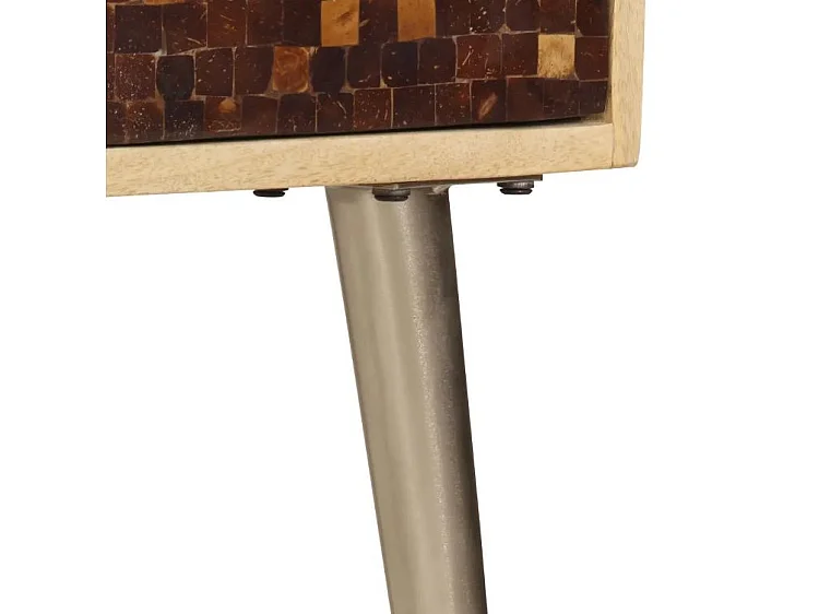 Buffet 3 portes manguier massif et métal doré Pictou