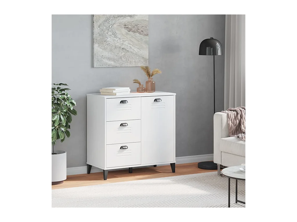 Buffet VIKEN blanc 80x40x80 bois massif de pin