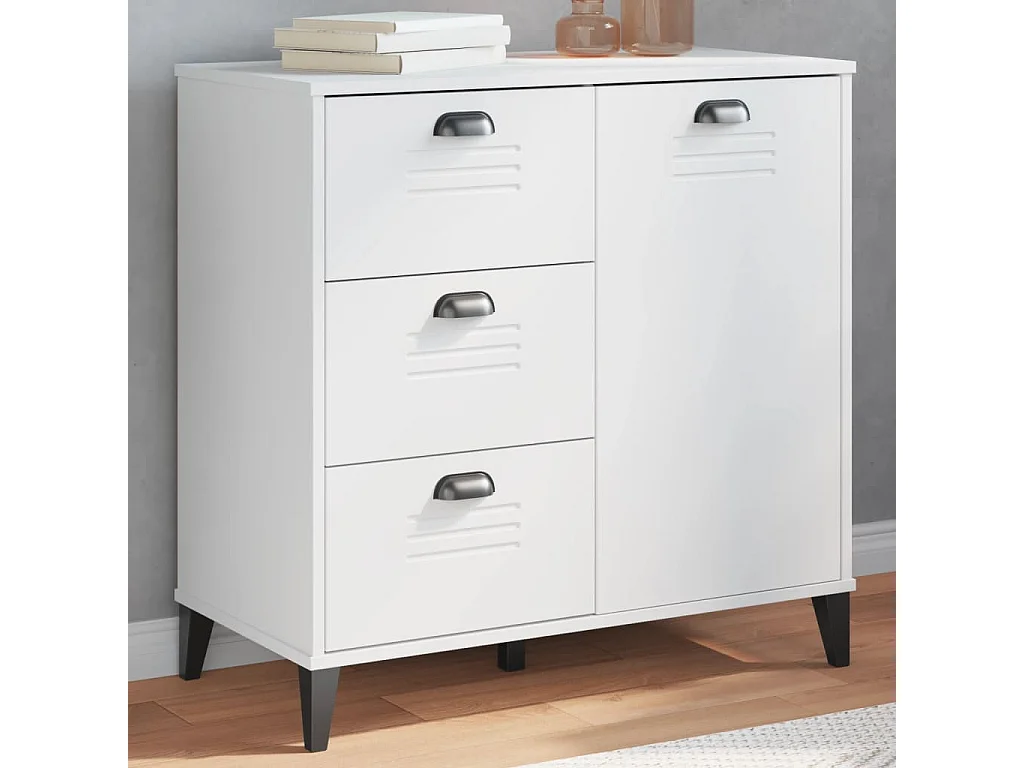 Buffet VIKEN blanc 80x40x80 bois massif de pin