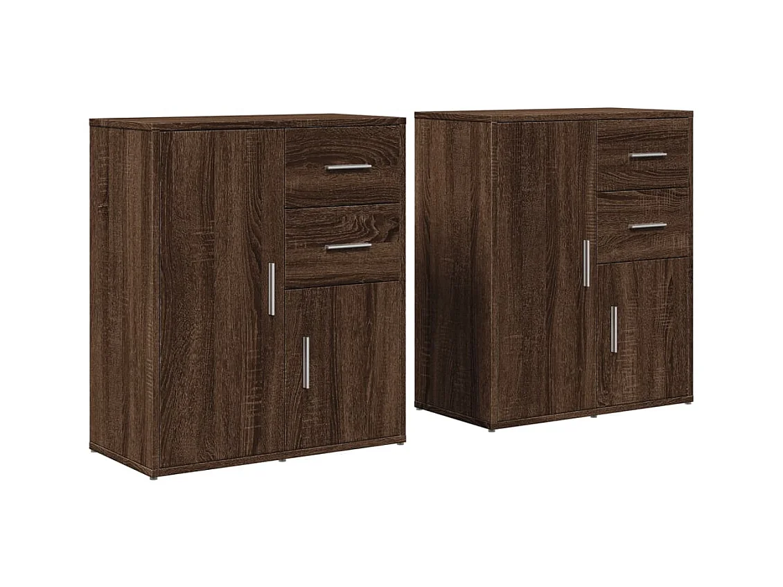 Buffets 2 pcs chêne marron 60x31x70 bois d'ingénierie