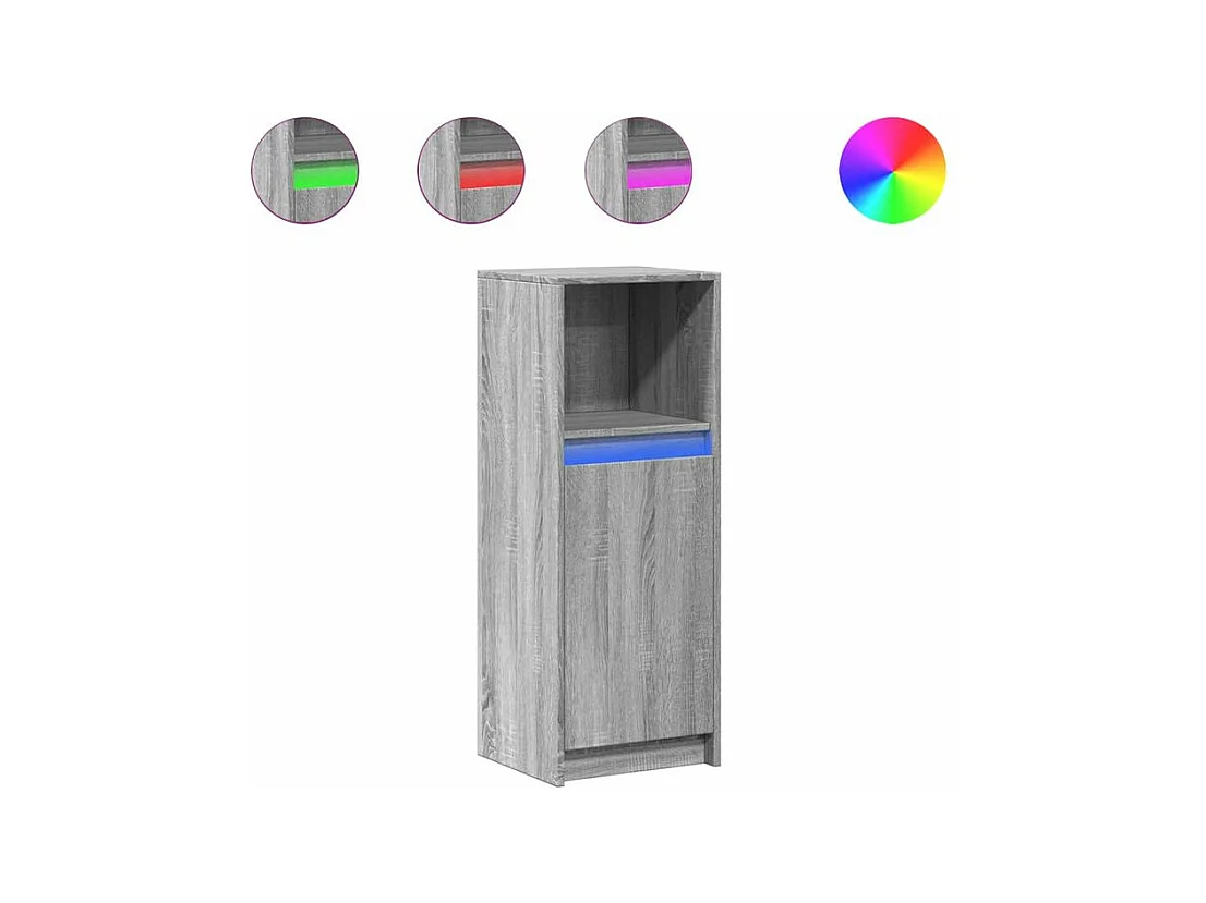 Buffet avec LED sonoma gris 38x34x100 bois d'ingénierie